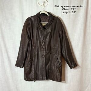 VTG Jean Forestier Paris Dark Brown Long Coat Genuine Leather Jacket M Womens
